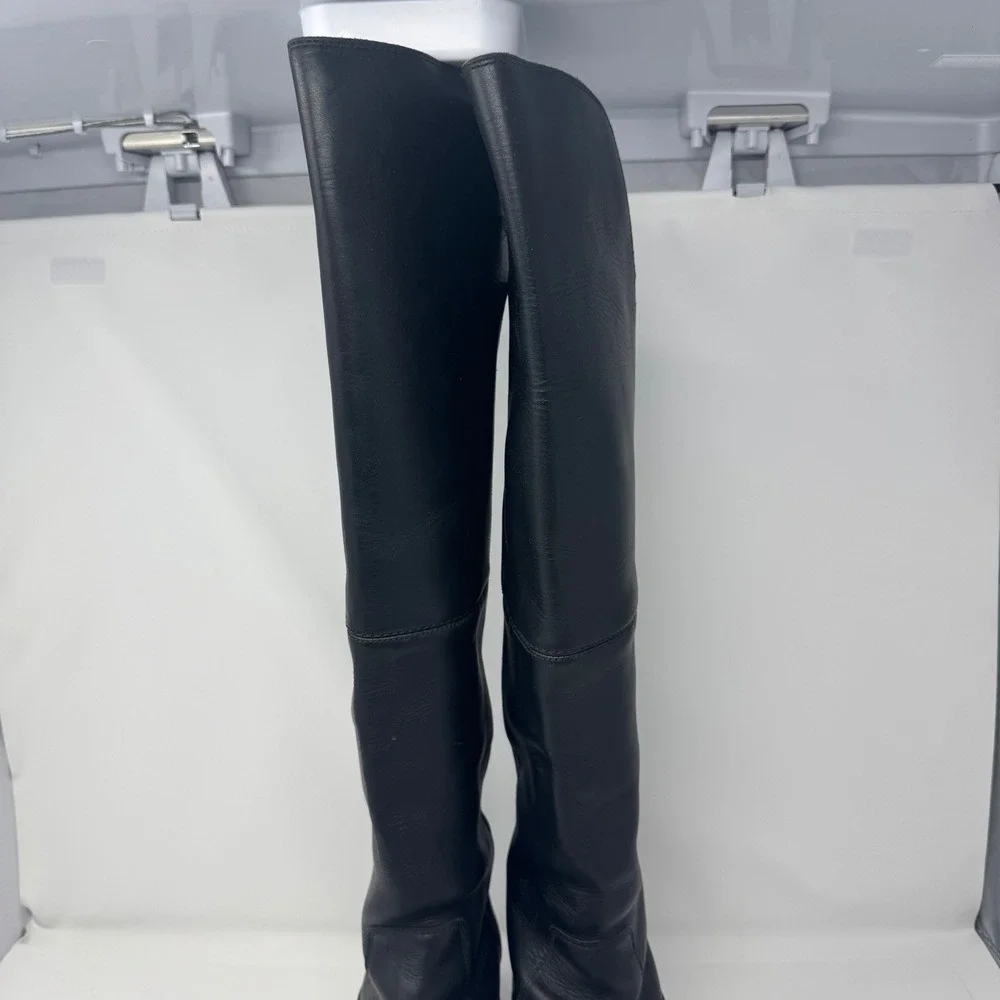 Sorel Fiona Black Leather Over The Knee Boots NL2594-010 Womens 10